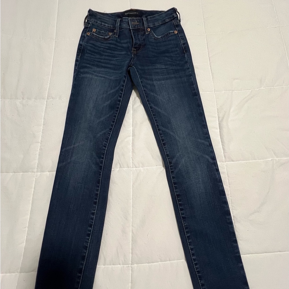 Aeropostale Dark Blue Straight Leg Women's Jeans